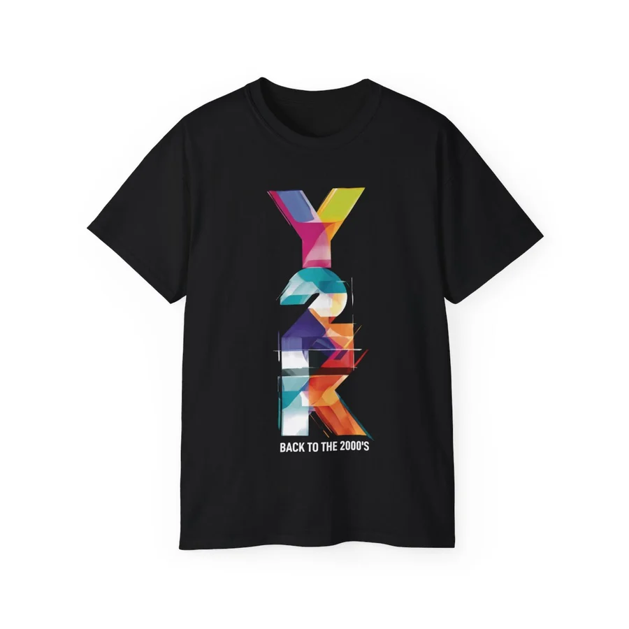 Black Y2K Ultra Cotton graphic T-shirt, front view