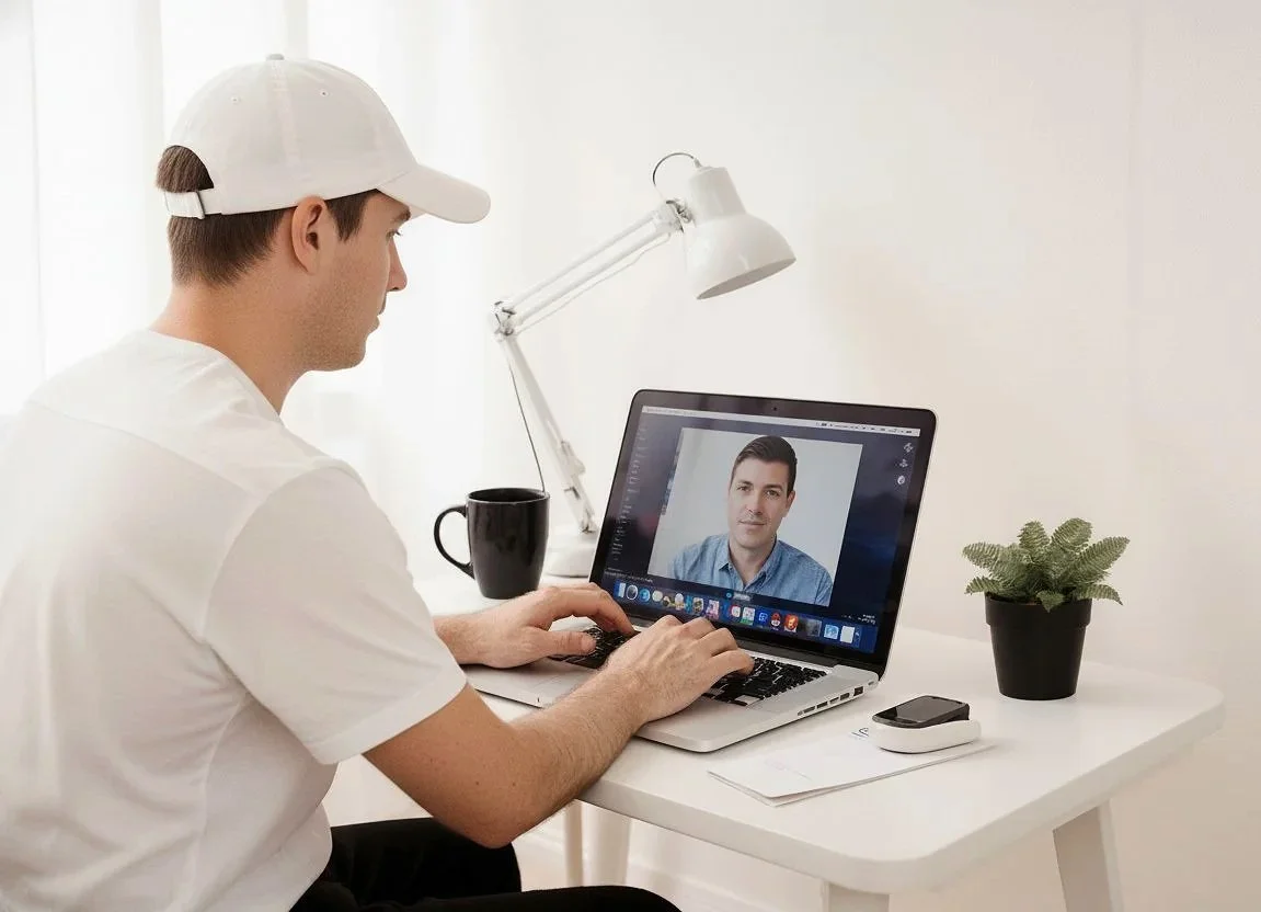 Jolyon Petch leading an online artist strategy session