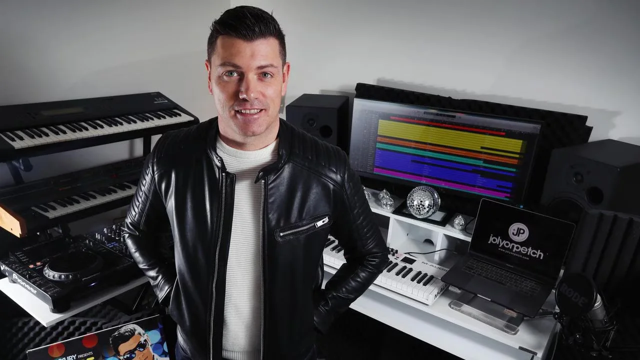 Jolyon Petch in his music studio